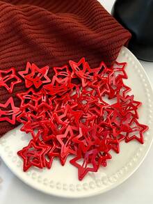 8pcs Red Metal Star Hair Clips For Women, Sweet Pentagram Hair Accessories Suitable For Daily Use - Red - View 3