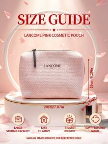 Limited Edition Lancôme Soft Knit Woven Small Toiletry Bag, Flat Trapezoid Wide Opening Portable Makeup & Skincare Storage Organizer Bag LANCOME-GIFT-18 - Baby Pink - View 3