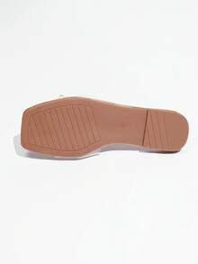Solid Color Elegant Glossy Gold Flat Sandals Party Autumn/Winter Casual Comfortable Slip-On Slides - Gold - View 7