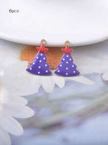 6pcs Christmas Tree Charms, Copper Oil Drip, Double-Sided Enamel, Colorful, Small Pendant For Bracelet, Bag, Earring, Necklace, Jewelry DIY Making Decoration - Christmas - View 22