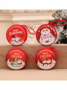 1pc Christmas Round Wallet Box, Christmas Gift Pouch, Coin Purse Xmas Ornament, Hanging Pendant For Christmas Tree, New Year Small Gift, Perfect For Holiday And Home Decoration - Multiple Styles - View 9