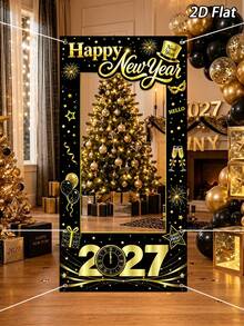 1件 2027新年主題黑金拍照背景布，新年快樂派對背景裝飾，新年倒數背景，新年橫幅，新年拍照背景，新年拍照道具，新年派對用品，新年派對裝飾，新年快樂，新年裝飾，新年裝飾，新年禮物，居家新年裝飾，新年，拍照道具，2027新年，新年禮物，冬季 - 新年元旦 - 查看 7