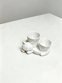 1 pieza Jarrón mini para suculentas con forma de gato perezoso, decoración impresa en 3D de una sola pieza, jarrón minimalista blanco para escritorio, figura de gato, multiusos, regalo para amigos - multicolor - Ver 10