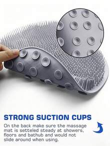 1pc Multifunctional Silicone Shower Massage Mat With Non-Slip Suction Cups, Wall-Mounted Foot Exfoliating Brush And Back Scrubber, Full Body And Foot Cleaning Bathroom Shower Accessory, Suitable For Bathroom Shower Foot Massage Daily Use - Multicolor - View 6