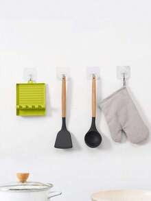 2pcs Hard Plastic Utensil Holder With Drip Tray, For Placing Kitchen Utensils Such As Spoons, Ladles, Tongs, Spatulas, Kitchen Tools, Kitchen Accessories, Home Kitchen Supplies, Multi-Functional Pot Lid Rack, Spatula Storage Rack, Multi-Functional Foldable Pot Lid Rack, Spoon Rest, Heat-Resistant Utensil Holder, Kitchen Accessories Utensil Rack - View 5