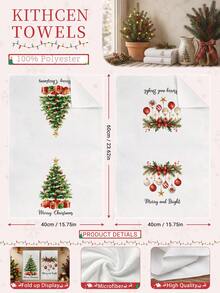 MEMNUN 2 Pcs Christmas Tree Gift Box Decorative Ball Printed Pattern Kitchen Towels Dish Cloths, Ultra-Fine Microfiber Polyester Material, Merry Christmas . Merry And Bright Christmas Theme Holiday Decoration Hand Towels, Home Decor, Kitchen Decor, Christmas Decor, Suitable For Restaurant Kitchen, Holiday Decoration And Gift Giving, 40*60cm/45*70cm - Multicolor - View 4