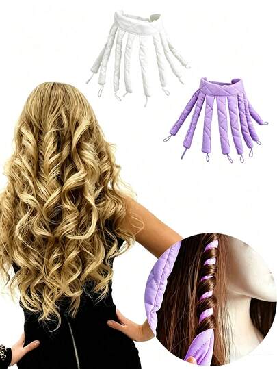 1pc Heating Free Curling Stick, No Heat Headband Curling Iron, 8-Tooth Heatless Curls, Overnight Curling Hair Styling Tool, Foam Curler Rods,Back To School,Travel Vacation Holiday,Salon,Party,Gift,Women's Bathroom Hair Accessories,Soft Wave Hair Band