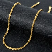 750 Shiny Italian Braided Copper Necklace, Suitable For Women's Daily Wear - Gold 2 - View 1