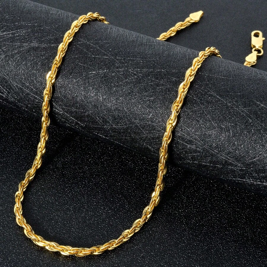 750 Shiny Italian Braided Copper Necklace, Suitable For Women's Daily Wear - Gold 2 - View 1