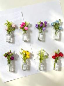 Mini Vase Desktop Ornament, Mini Fridge Magnet Resin Miniature Fridge Accessory Kitchen Decoration (Multi-Color) Holiday Gift - Multicolor - View 7