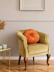 Round Decorative Velvet Rug With Center Button, Suitable For Living Room Sofa, Bench, Bed And Chair Home Decor. Perfect For Home Use And Daily Use, Parties, Thanksgiving, Halloween And Christmas. - Orange - View 5