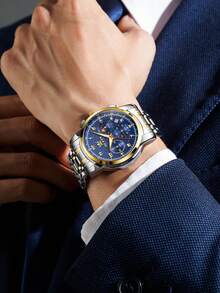 OLEVS 2983 Men Watch Original Moon Phase Quartz Watch Waterproof Luminous Date Watches For Man Gifts Casual Fashion Relo - One Size - View 5
