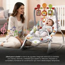 PEYMALERA Silla Mecedora Vibradora De Bebé Musical Con Juegos Columpio Entretenimiento Relajante Divertido - Gris - Ver 5