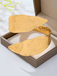 1pc Geometric European & American Exaggerated Design Style Bracelet - Gold Leaf Bracelet - View 5