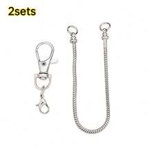 2 Sets Gold And Silver Snake Chain Set Metal Lanyard Necklace With Lobster Clasp For DIY Jewelry Making Beaded Pendant Craft Supplies Findings Kit - Set - View 11
