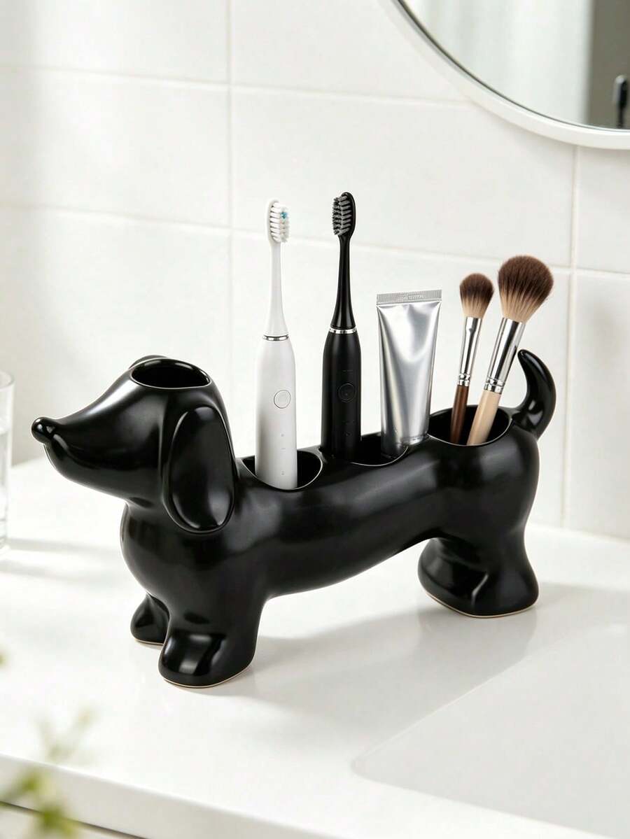 Cute And Simple Sausage Dog Shaped Bathroom Storage Box Toothbrush Rack - Sausage Dog Electric Toothbrush Rack Storage Rack, Also An Elegant Choice For Decorating Rooms, Bedrooms And Home