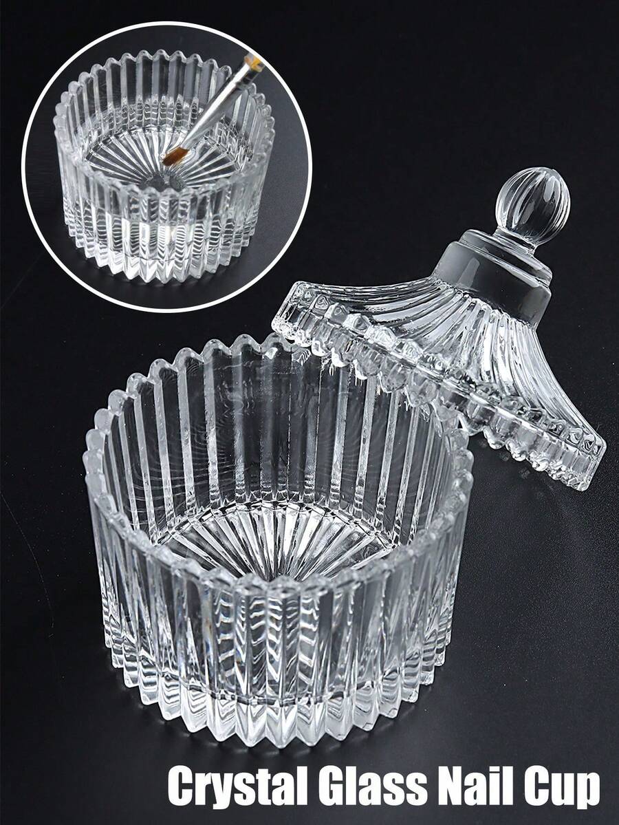 Acrylic Nail Tips, Acrylic Powder, Palette Cover, Bowl-Shaped Container, Nail Tools - Clear - View 1