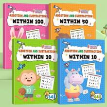 1pc 64-Page Addition And Subtraction Practice Book, 10-100 Mental Math Workbook For Kids, Kindergarten Early Education Home Learning Supplies, Halloween Decor, Christmas Gift, Random Style - Multicolor - View 4