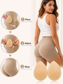 1 Pair Silicone Hip Lift Pads, Detachable Glue-Free Inner Lining, Soft Skin-Friendly, Natural-Looking Butt Lift Effect, Invisible And Seamless, Can Be Worn With Jeans, Casual Pants, Shorts, Built-In Shaping Pads In Underwear, Easily Create Full Butt Shape - Khaki - View 1