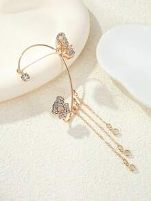 NAIZHU 1/2件裝 時尚奢華蝴蝶花朵長流蘇耳環耳鉤，適合女性約會、日常與派對佩戴 - 彩色 - 查看 6