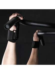 2pcs Adjustable Weightlifting Wrist Straps With Hooks, Reinforced Nylon Black Fitness Wrist Support Bands, Pull-Up Strength Training Wrist Wraps, Gym Equipment Training Protective Gear - A - View 3