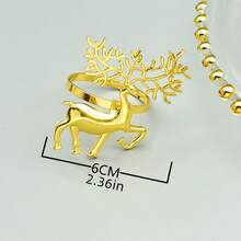 3pcs Deer Napkin Rings + 3pcs Snowflake Napkin Rings, Exquisite Christmas Themed Napkin Rings - Gold - View 5