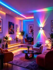 16 Color Smart Sensor RGB Wall Light Night Light, Magnetic Installation, Remote Control, USB Rechargeable, Suitable For Bedroom, Living Room, Game Room, Holiday Party Light, 4-Head RGB Wall Sconce, Great Choice For Gift And Room Decoration - RGB - View 6