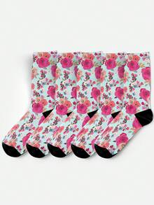 Cool 360° Printed Men's Socks - Streetwear Socks,Retro Floral,Painting Style Flowers,Colorful,Funny Socks, Fit Daily, Holiday & Party Occasions - Multicolor - View 4