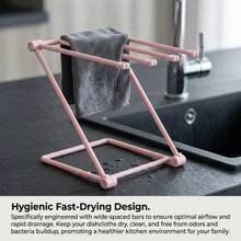 3PCS/SET Foldable Vertical Dishcloth Holder, Punch‑Free Countertop Dishcloth Drying Rack For Kitchen Storage - 3pcs/set(Blue+Gray+Pink) - View 3