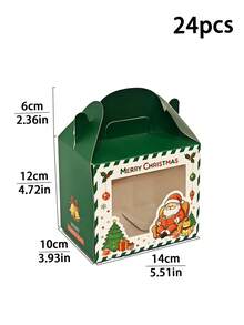 4pcs/8pcs/12pcs/24pcs Christmas Eve Handheld Window Paper Gift Boxes, Christmas Cookie Candy Storage Packaging Boxes, Donut Tart Dessert Boxes, Party Gathering Baking Packaging Empty Boxes - View 17