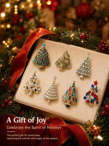 Luxury Rhinestone Christmas Tree Brooch - Women's Unisex Holiday Brooch Casual Party Accessory / Friend Gift Badge Decoration - Christmas Tree - View 8