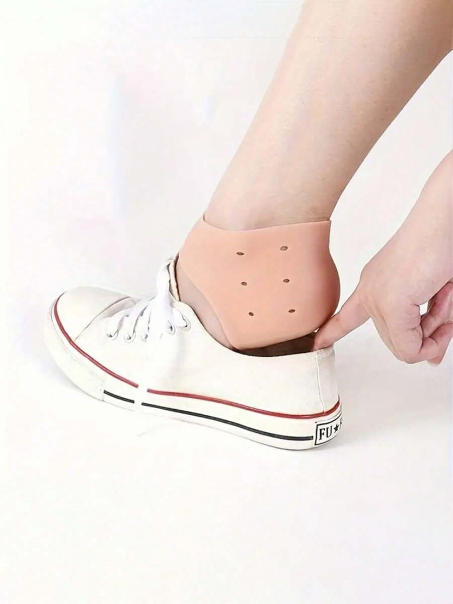 3 Pairs Heel Protectors, Soft Breathable Anti-Slip Heel Pads, Unisex, Suitable For Daily Shoes And High Heels - Apricot - View 1