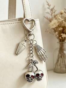 1PC Gothic Style, Skull Hands Grasping / Coffin Pendant Keychain, Bag Hanging Ornament Keychain, Dark Aesthetic Accessories, Halloween Gift, Y2K Style - Multicolor - View 3
