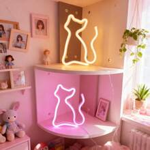 1pc Cat Neon Wall Decor Hanging Light, Battery & USB Powered, Romantic Fairy Light For Home, Holiday, Party, Birthday Theme Scene Atmosphere, Bedroom Room Decoration - Cat Neon Sign - View 7
