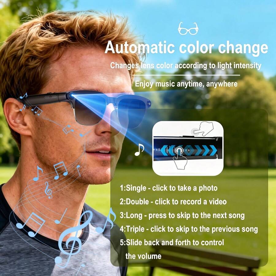 Fashion AI Smart Glasses, Supports 100+ Languages Voice Translation, 800W Camera, Vlog Recording, Bluetooth Calls, Music And Voice Recording, Modern Half-Frame Design, Unique Gift For Christmas, Birthday And Special Occasions