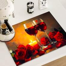 (Hot !!) 1pc 2D Rose Wine Pattern Flat Stove Protector Mat And Non-Slip Heat-Resistant Rubber Stove Cover Pad Suitable For Induction Cooktop, Glass Stove And Multi-Function Scratch-Resistant Mat, Also Best Choice For Oven, Washing Machine, Dryer And Kitchen Decoration. - Multicolor - View 5