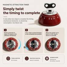 Mechanical Kitchen Timer 60 Minutes, Battery-Free Magnetic Timer, Vintage Wind-Up Alarm Clock Fridge Magnet, Cooking Baking Countdown Reminder, Durable Practical Kitchen Tool, Kitchen Gift - Multicolor - View 7