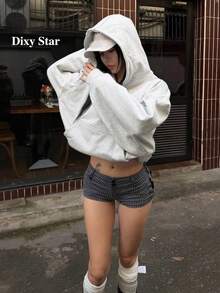 Korean Style Niche Letter Print Sweatshirt Women Autumn/Winter Loose Fit Pullover Versatile Top - White Gray - View 3