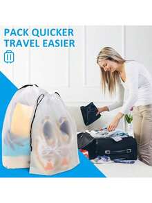 6/12pcs Transparent Plastic Storage Bags, Portable Travel Shoe Bags, Waterproof Drawstring Shoe Storage Bags, Unisex - View 6