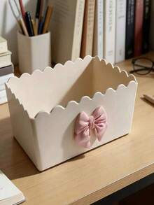 Bowknot Storage Box, Vanity Makeup Organizer, Bathroom Countertop Storage Box, Desk Office Supplies Organizer - Multicolor - View 1