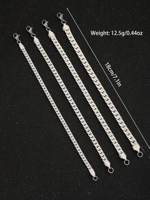 1pc Simple Silver Cuban Chain Bracelet For Boys Fashion Street Party Dates Vacation Sports Outfits Jewelry Accessory Gift For Daily Decoration - Silver - View 5