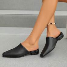 New Fashion French Style Half-Slip-On Patchwork Elegant Women's Shoes, Suitable For Outdoor, Office Commute, Home Wear, Comfortable For Long Standing - Black - View 11