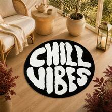 1pc Letter Rug, "Chill Vibes" Faux Cashmere Rug, Soft Comfortable Absorbent Bathroom Mat, Bathroom Accessories New Arrival, Living Room Large Rug, Room Decor, Autumn Decor, Bedroom Decor, Suitable For Bathroom, Kitchen, Entryway, Hallway, Bedside, Living Room, Bedroom. Holiday Decor, Non-Slip Backing Rug, Machine Washable - A - View 7