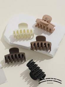 5pcs 4cm Milk Coffee Color Small Claw Hair Clips, Sweet Girl Style Solid Color Side Clips, Suitable For Braiding, High Ponytail, Half-Up Hair And Updo Hair Accessories - Multicolor - View 2