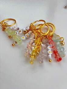 1pc Customizable Name Lucky Stone Keychain, Optional Birthstone Month, Birthday Gift For Friends, Personalized Name Keychain, Suitable For All Seasons, Christmas Commemorative Keychain, Holiday Event Souvenir - Multicolor - View 5