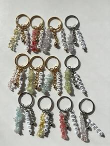 1pc Customizable Name Lucky Stone Keychain, Optional Birthstone Month, Birthday Gift For Friends, Personalized Name Keychain, Suitable For All Seasons, Christmas Commemorative Keychain, Holiday Event Souvenir - Multicolor - View 7
