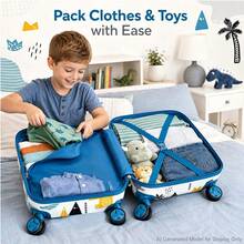 Cute Cartoon Dinosaur Volcano Jungle Print Kids Hard Shell Luggage, Spinner Wheels Trolley Suitcase, Kids Carry-On Travel Bag, Suitable For Vacation Use - White - View 5