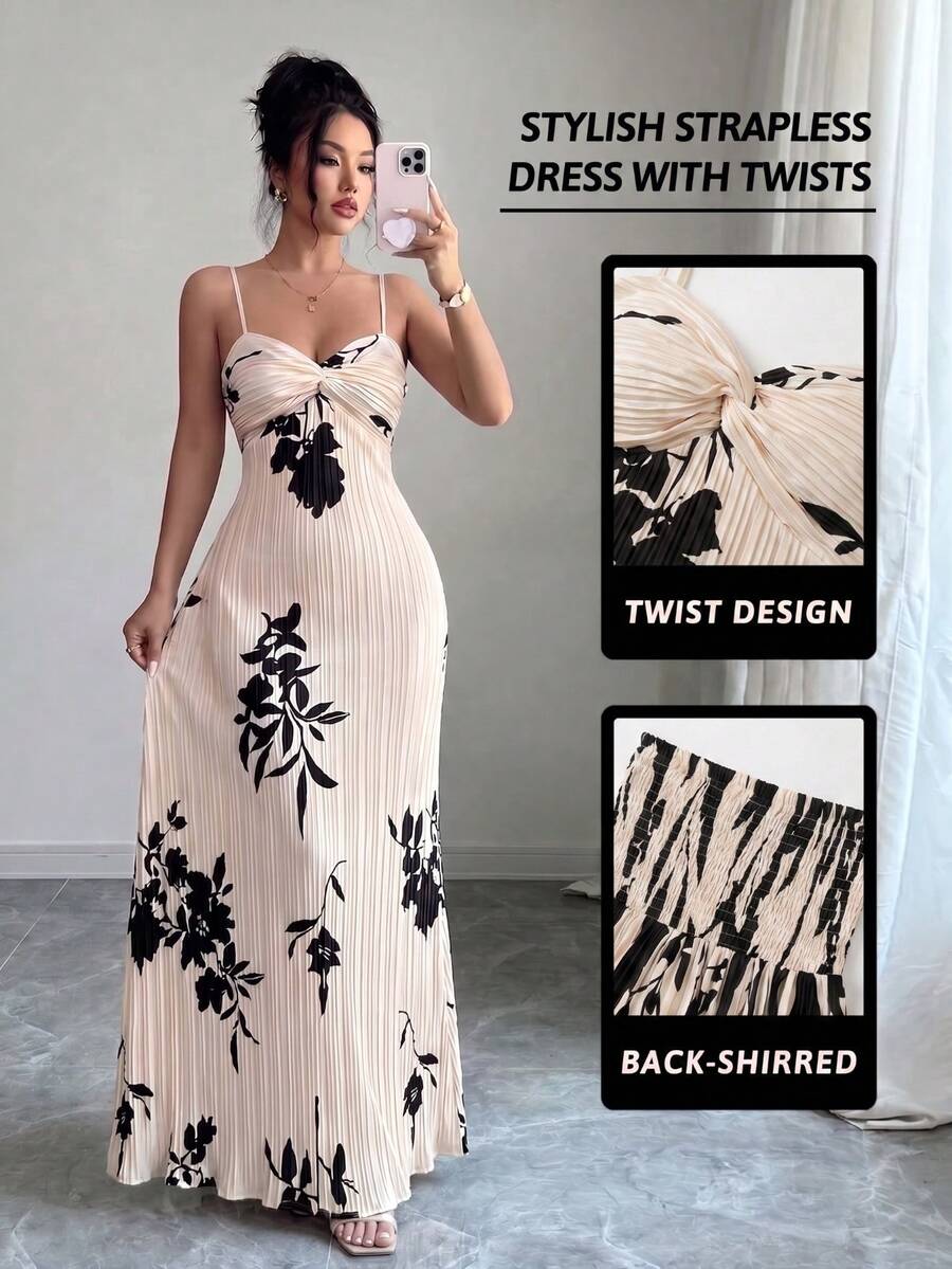 Women Long Dresses - Black and White - View 1