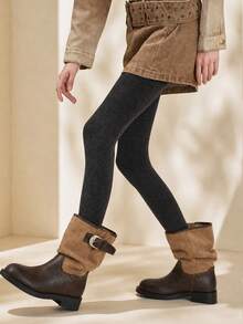 1 Pair Women's 120g Non-Fuzzy Solid Color Tights, Soft Elastic Autumn Leggings, 15-25℃ Daily Wear - Multicolor - View 6
