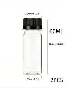 Botol Plastik Kecil dengan Tutup Ulir, Cocok untuk Cairan, Jus, Minuman Kesehatan - Botol Konsentrat Jus Jahe - Botol Mini Transparan yang Dapat Digunakan Kembali/Anti Bocor/Dapat Dibekukan, Wadah Plastik 2oz dengan Tutup - Hitam - View 35
